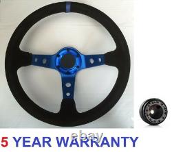 Volant de direction Deep Dish Suède et kit de moyeu Boss compatible avec Mazda Escort Cortina Mk1 Mk2