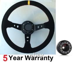 Volant de direction à profondeur profonde Suede Rally Track et kit de moyeu Boss adapté pour Capri Escort