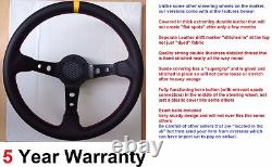 Volant de direction en cuir Drift 3 branches 350mm compatible avec Ford Capri Mk1 Mk2 Escort Noir