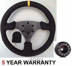 Volant plat en cuir Drift 330 mm compatible Ford Capri Mk1 Mk2 Escort noir
